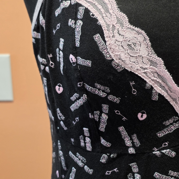 Vintage Y2K Feminine Baddie Popsi Lingerie Black Slip Pink Lace Naughtie Girl - Picture 13 of 15